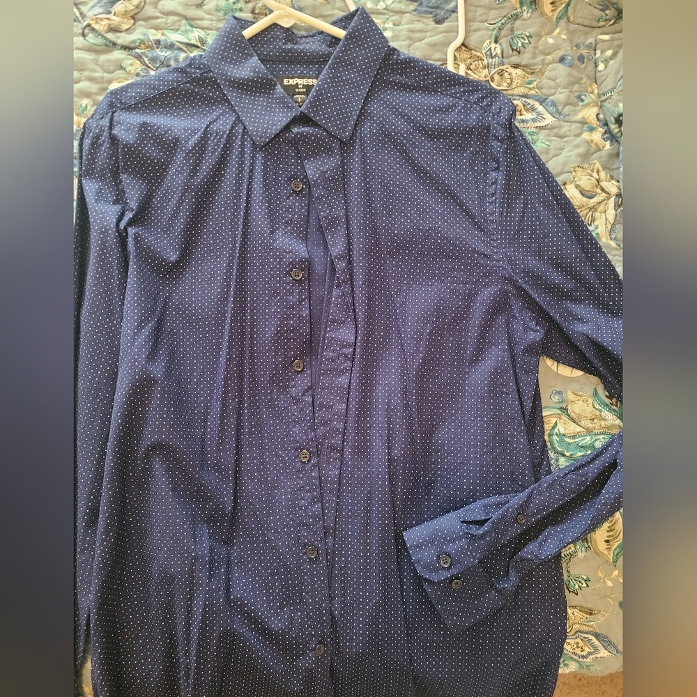 Express Dark Blue Button-Down Shirt